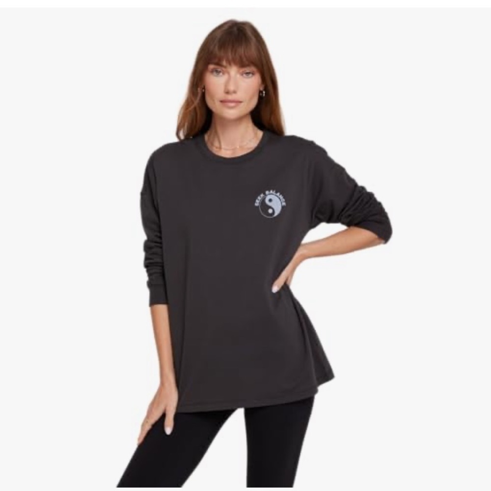 SPIRITUAL GANGSTER PEACE CARA LONG SLEEVE VINTAGE BLACK TEE
